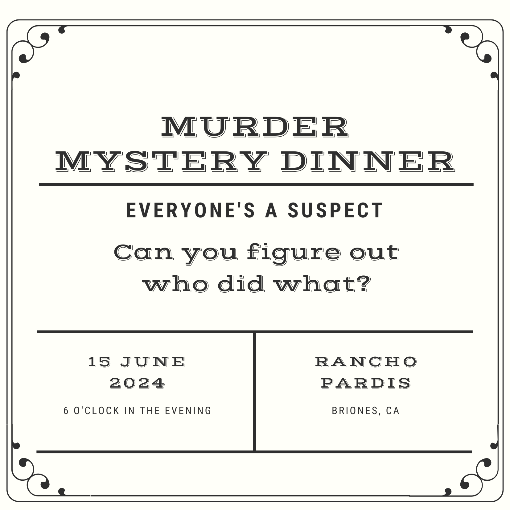 Murder Mystery Dinner 