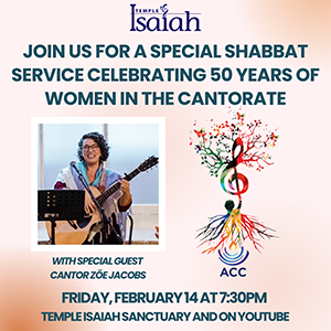 Special Shabbat Celebrating 50 Years of Women in the Cantorate followed by an oneg